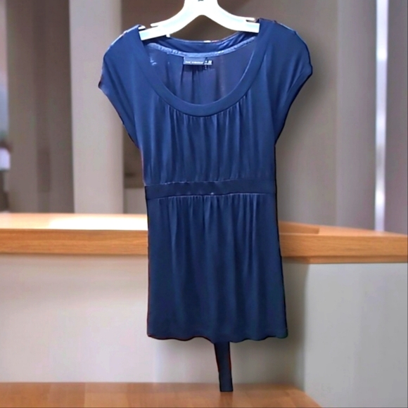 The Limited, Black, High Waist, Top, Sz Med, Tie waist, 100% Modal, Satin Trim - Picture 1 of 14